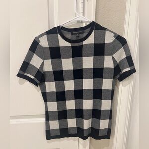 Brooks Brothers Black and White Check Crewneck Sweater